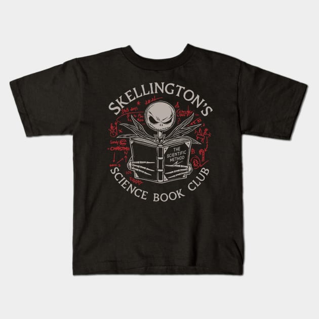 Skellington's Science Book Club Kids T-Shirt by DeepFriedArt